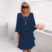 Spring/Summer Fashion Cake Dress For Women: Loose-Fitting, Slimming Round-Neck Dress_ecoleips.com