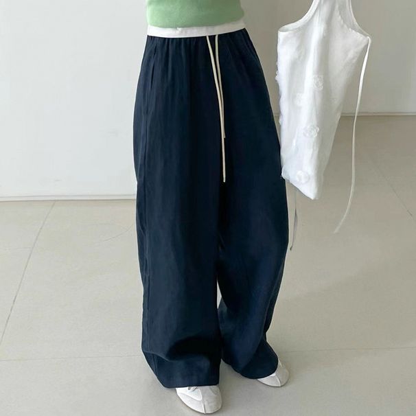 Suitable For All Seasons Women's Wide-Leg 2025 Summer New European Style Cotton Linen Casual Pants Trendy_ecoleips.com
