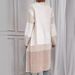 Women's Oversized V-Neck Cardigan Sweater - 2024 Trendy Longline Knit Coat With Faux Fur Accents (Beige/3 Colors, S-XL)_ecoleips.com