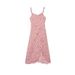Sweet And Gentle Temperament Pink Floral Straps, New Summer Slimming Lotus Leaf Long Dress With A Slit_ecoleips.com