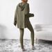 Women's Clothing Ribbed Loose Hooded Long Sleeved Casual Trousers Threaded Suit_ecoleips.com