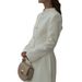 Elegant High-Waist A-Line Dress – Long-Sleeve V-Neck Office Dress With Stretchy Polyester, Timeless Minimalist Style_ecoleips.com