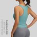 Women's Peach Yoga Vest One Piece Fixed Round Neck Tight Fit Anti-Exposure Sports Vest_ecoleips.com