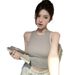 ng2510292 Gray Backless Racerback Camisole Women With Chest Pads, Summer Hot Girl Style, Suitable For Inner Or Outer Wear, Short_ecoleips.com