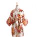 Summer Foreign Trade Adult Satin Peony Robe Bridal Nightgown Bathrobe Peacock Kimono_ecoleips.com