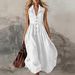 Women's A-Line Long Dress Lapel Collar Elegant Office Wear Versatile Chic_ecoleips.com