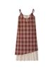 Plus-size Dress For Curvy Women With Stylish Design, Two-piece Plaid Suspender Dress, Women's Summer Wear In A_ecoleips.com