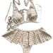 Retro Plaid Color Blocked Bikini Dress Two Piece Set Sexy Alluring Slimming Beach Vacation Swimsuit for Women_ecoleips.com