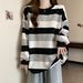 2026 New Striped Loose And Thin Women's Sweater_ecoleips.com