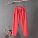 Suitable For All Seasons New Style Linen Casual Pants For Women, Summer Loose Straight Nine-Tenths Length Harem Pants, Color Slimming Trendy_ecoleips.com