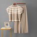 Women's Clothing Simple Fashion Suit Striped Zipper Knitted Top Fashion Slim Wide Leg Pants Two Piece Suit For Women_ecoleips.com