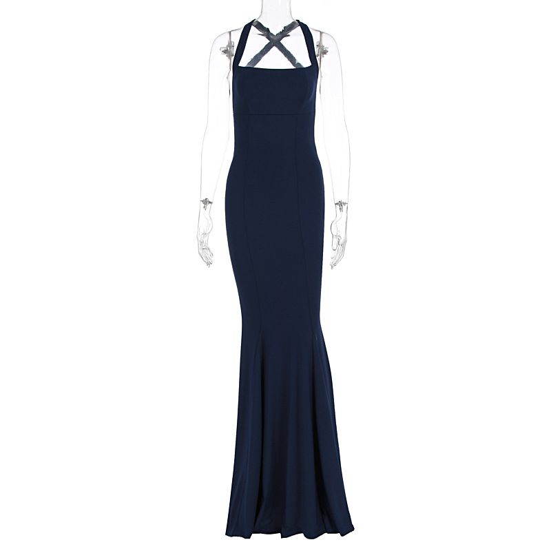 Women's Solid Color Sexy Slim Waist Cinched Backless Bodycon Dress For Evening Party Dating Summer Casual Formal Wear_ecoleips.com