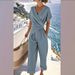 Women's Clothing Summer Fashion Solid Color Irregular Hem Short Sleeve Pant Set_ecoleips.com
