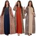 Modest Abaya Dress Stylish Muslim Ethnic Print Abaya With Contrast Color & Rhinestone Embellishments – Trendy Long Dress For Women, Perfect For Eid_ecoleips.com