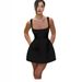 Women's Fashion Satin Short Dress European American Style Sweet Suspender Solid Color Princess Sexy Back_ecoleips.com