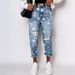 Women's Clothing Printed Pattern Ripped Straight Casual Jeans Women_ecoleips.com