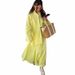 2025 Fashion Yellow Loose Long Sleeve Shirt + High Waist Skirt Set For Women_ecoleips.com