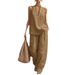 Women's Sleeveless Lounge Set – Oversized Vest & Wide-Leg Pants – Breathable Polyester (S-5xl, 8 Colors)_ecoleips.com