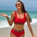 Women's Clothing Sexy Solid Color Vest Leopard Print Bikini Two-Piece Swimsuit Fashionable Regular Fit Polyester_ecoleips.com
