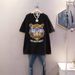 Pure Cotton Heavy-duty Trendy Rhinestone Glasses Tiger Pattern Short-sleeve T-shirt, New Summer Fashion, Loose Fit, Plus_ecoleips.com