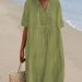 Spring Summer New Women's Casual Dress Slimming Versatile Hot Selling Solid Color Cotton Linen_ecoleips.com
