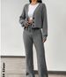 Oversized Knit Sweater & Pants Set, Button-Front Cardigan With Relaxed Trousers, Fall Casual Outfit In Khaki/Dark Brown (S/M/L/XL)_ecoleips.com
