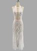 Tossy White Lace Printed Maxi Dress For Women Summer Sexy Backless See-Through Patchwork Beach Fashion Dress Female Long Dress_ecoleips.com