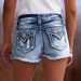 Women's High Waist Ripped Denim Shorts – Embroidered Retro Jeans Shorts With Stretch (Light Blue, S-XXL)_ecoleips.com
