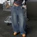 "Distressed Wide-Leg Denim Jeans – Extra Long & Loose Fit (Bluish/Black/Light Gray, XS-XXL)"_ecoleips.com