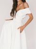 Women's Clothing Spring And Summer Pure White Short Sleeved V Neck Tube Top Swing Dress_ecoleips.com