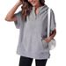 Women's Clothing Solid Color Casual Short Sleeved Hooded Sweatshirt_ecoleips.com