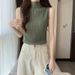 Women's Clothing Women's Sleeveless Vest Mid Neck Ice Silk Knit Top Slim Fit Summer Style Base Layer Outerwear Fashionable Inner Layer_ecoleips.com