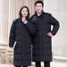 Unisex Long Black Cotton Padded Coat With Detachable Hood, Warm Winter Workwear Jacket Oversized Loose Fit, Tr Fabric, Multi-Pocket Design_ecoleips.com