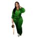 TW575 Women's Fashion Long Sleeved Lapel Zipper Cardigan And Trousers Two Piece Winter Suit European American Style_ecoleips.com