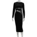 Women's Clothing Winter Arrivals Sexy Mature Suede Mesh Beaded Irregular Hollow Perspective Slim One Step Dress_ecoleips.com