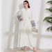 Women's Muslim Clothing Elegant Pocket Cardigan Embroidered Color-Block Dress Belted Robe_ecoleips.com