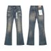 New Spring And Autumn Vintage Splash-Dye Ripped Rhinestone Jeans, High Street Washed Casual Trendy Slightly Flared Long_ecoleips.com