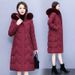 Women's Plus Size Long Puffer Coat Wth Detachable Faux Fur Hood, Winter Warm Thickened Down Alternative Jacket, Oversized Casual Outerwear For Women_ecoleips.com