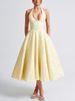 Women's Clothing V Neck Halter Neck Jacquard Dress High End Evening Dress Spring And Summer Temperament Sleeveless Backless Waist Long Dress_ecoleips.com