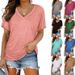 Women's Solid Color Batwing Sleeve T-Shirt V Neck Short Side Ruffled European And American Style Cross Border Fashion 2025 New Arrival_ecoleips.com