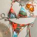 Women's Clothing Printed Lace Up Sexy High Waist Bikini Swimsuit_ecoleips.com