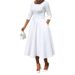 Elegant U-Neck Pocket Maxi Dress for Women A-Line Dress with Flowy Hem in Solid Colors Pink Purple Deep Orange White Black Blue_ecoleips.com