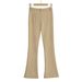 Women's Fleece-Lined Flared Trousers – Low Waist Slim Straight Leg Pants, Soft & Warm Winter Casual Pants_ecoleips.com