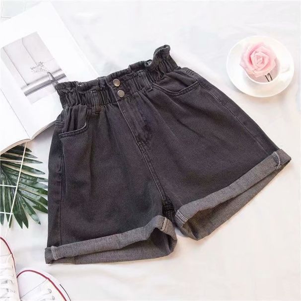 Women's Clothing Thigh Thick Denim Shorts For Women Large Size Fat Mm Elastic Waist Slim Loose Wide Leg A Line Hot Pants Trendy Women_ecoleips.com
