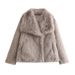 Women's Clothing Luxury Faux Fur Collar Coat - Elegant Oversized Women's Winter Jacket In Soft Grey, Pink, Camel, Black & Cream_ecoleips.com