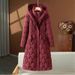 Women's Detachable Hooded Long Puffer Coat With Waist Tie - Winter Warm Quilted Jacket In Solid Colors (Black, Beige, Coffee, Angora Red)_ecoleips.com