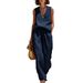 Women's Two Piece Set Vacation Style V Neck Sleeveless Top with Drawstring Wide Leg Pants Loose Fit European American Design_ecoleips.com
