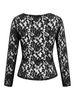 Women's Sexy Lace Top Solid Color Long Sleeve Casual Fashion Blouse For Office And Party Elegant England Style_ecoleips.com