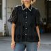Women's Clothing Style Rhinestone Embellished Puff Sleeve Shirt Fashion Loose Fitting Top For Women Heavy Duty_ecoleips.com