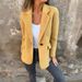 Women's Autumn Winter Wool Blend Buttoned Blazer Jacket - Slim Fit Office Casual Coat With Notch Lapel & Real Pockets_ecoleips.com